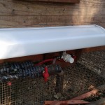 Chicken Coop Heater - Exterior Pipe Protection (mounted under stairs and above wrapped pipe)